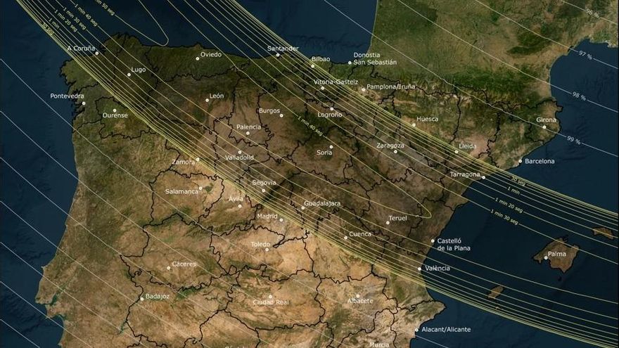 El eclipse solar total del que será testigo la Comunitat Valenciana no se volverá a repetir en 150 años
