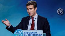 Pablo Casado en rueda de prensa el pasado mes de Enero.