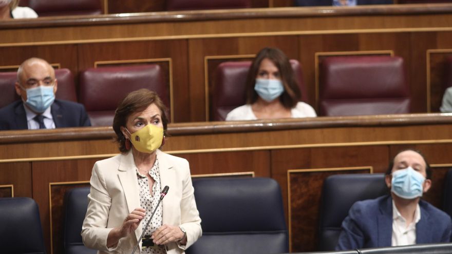 La vicepresidenta primera del Gobierno, Carmen Calvo, en el Congreso.
