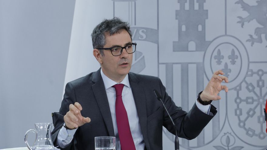 El ministro de la Presidencia, Justicia y Relaciones con las Cortes, Félix Bolaños, en una rueda de prensa tras el Consejo de Ministros.-   EFE/ Zipi Aragón