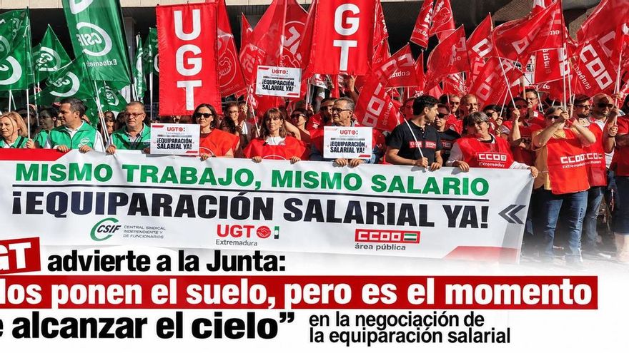 CSIF, UGT y CCOO mantienen la huelga de empleados públicos en Extremadura a la espera de "cifras concretas" el 15 de octubre