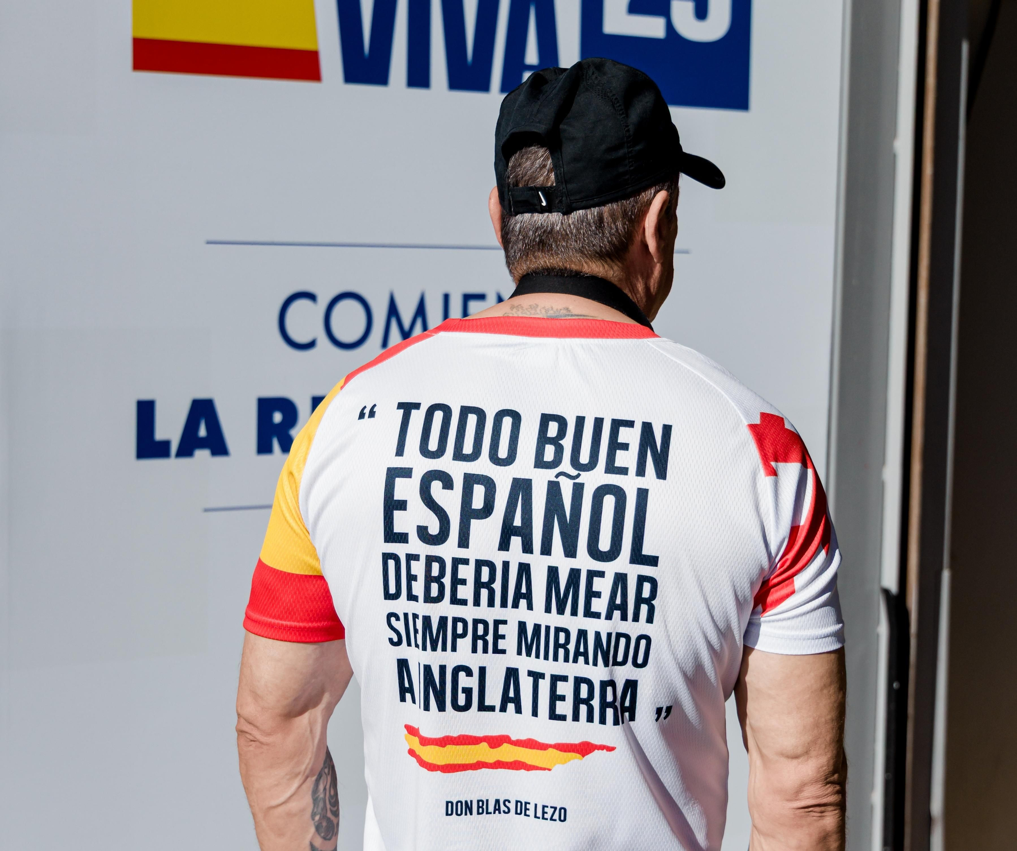 A Vox rally assistant at the Vistalegre Palace on Sunday.