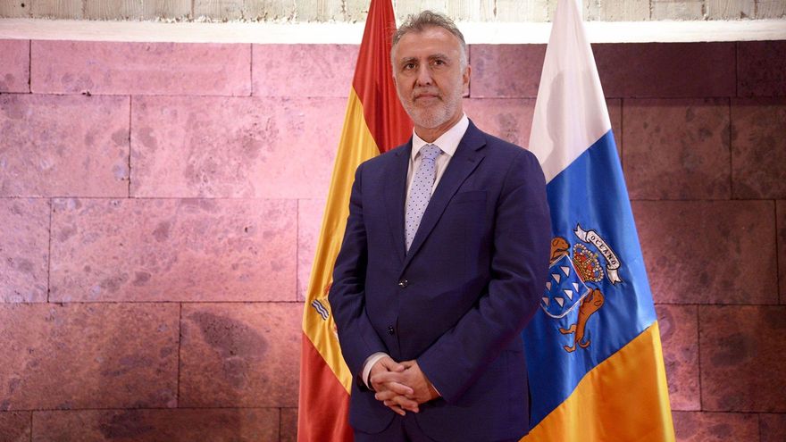 El presidente de Canarias, Ángel Víctor Torres, en la rueda de prensa de este viernes