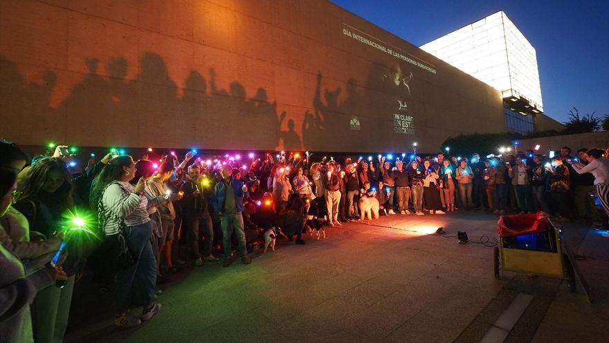 Un centenar de manifestantes plantan cara a Vox e iluminan con los colores LGTBI las Cortes de Castilla y León