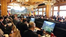 Vista de la reunión de Cancilleres iberoamericanos preparatoria de la XXVII Cumbre de Andorra 2020, celebrada este martes en la localidad andorrana de Soldeu, donde los 22 países que forman la región (los 19 de América Latina, España, Portugal y Andorra), acordaron 48 compromisos en el ámbito de la cooperación, como poner en marcha un programa de prevención de la violencia contra la mujer o fortalecer esfuerzos para frenar el cambio climático.