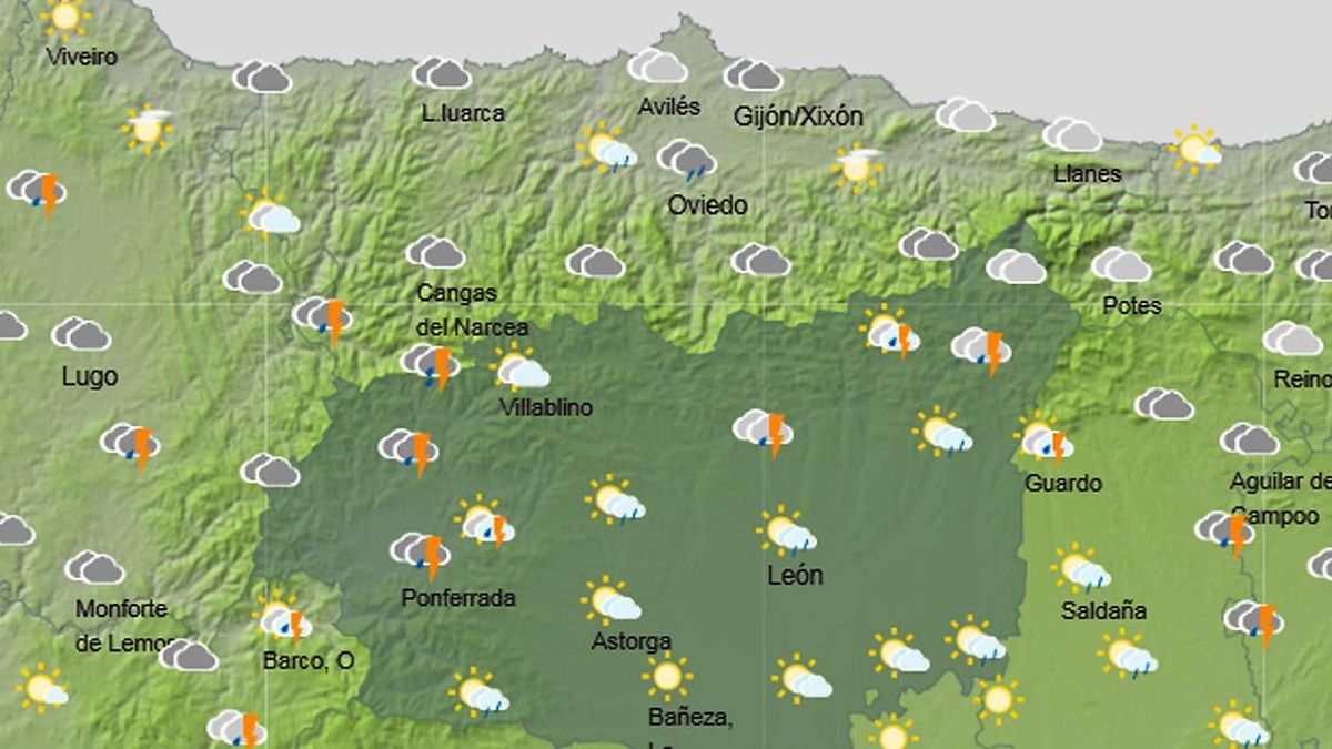 Mapa del tiempo para el viernes 11 de julio a las 17 horas en la provincia de León.