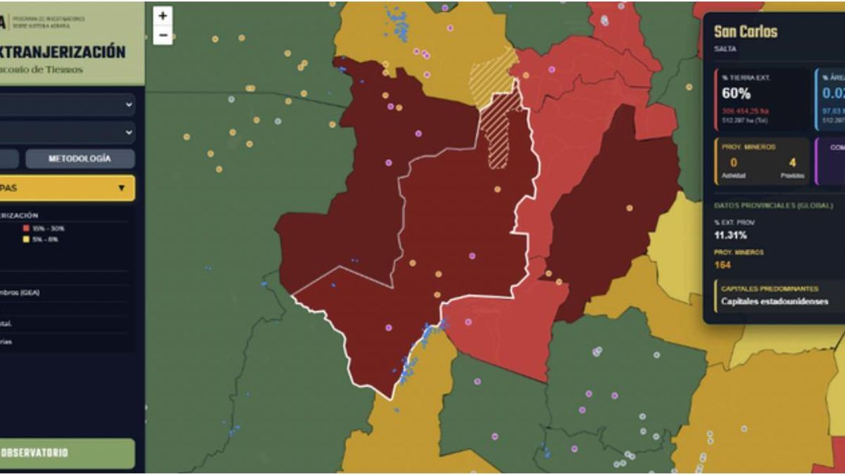 El departamento de San Carlos, en Salta, cuenta con el 60% de su territorio en manos extranjeras