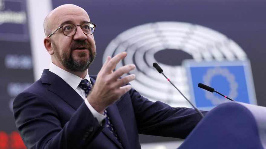 El presidente del Consejo Europeo, Charles Michel, en un debate en el Parlamento Europeo en Estrasburgo este miércoles. EFE/EPA/RONALD WITTEK