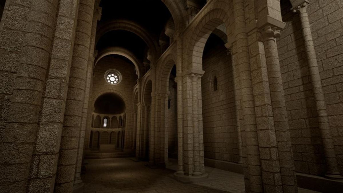 Recreación del interior de la Iglesia de Santa María de Sar en el siglo XIII