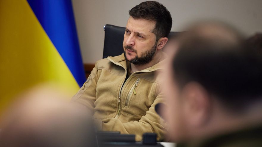 El presidente ucraniano, Volodimir Zelenski, en una reunión en Kiev este pasado miércoles. EFE/EPA/UKRANIAN PRESIDENTIAL PRESS SERVICE HANDOUT