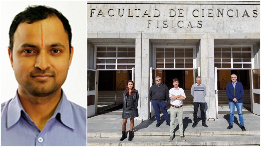 A la izquierda, Vaidehi S. Paliya. En la foto de la derecha: Cristina Cabello, Jesús Gallego, Alberto Domínguez, Armando Gil de Paz y Nicolás Cardiel.