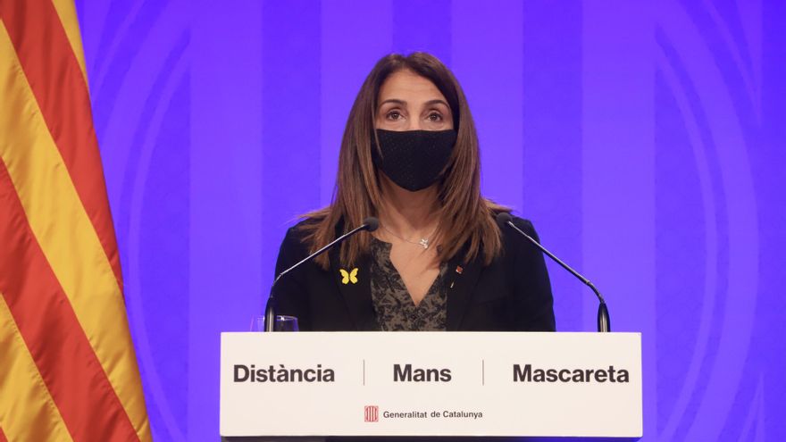 La consellera de Presidencia y portavoz del Govern, Meritxell Budó, en rueda de prensa telemática.