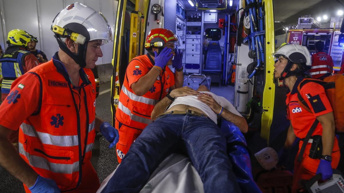 Simulacro de accidente en el túnel de los omeyas