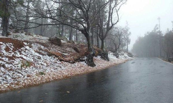 Nieve en la cumbre de Gran Canaria en febrero de 2016