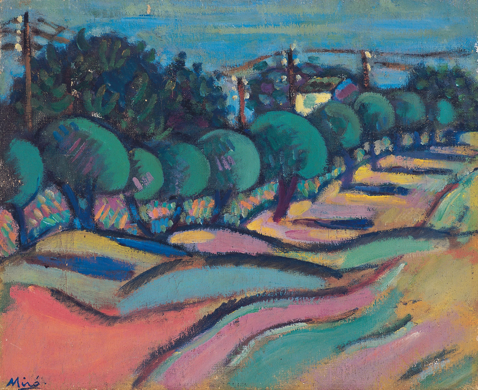 Paysage de Mont-roig (1916), una de las primeras obras de Joan Miró, expuesta en el Museu Es Baluard de Palma