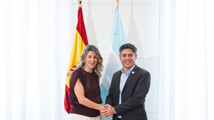 Kicillof se reunió en Madrid con Yolanda Díaz, vicepresidenta española, antes de la cumbre progresista