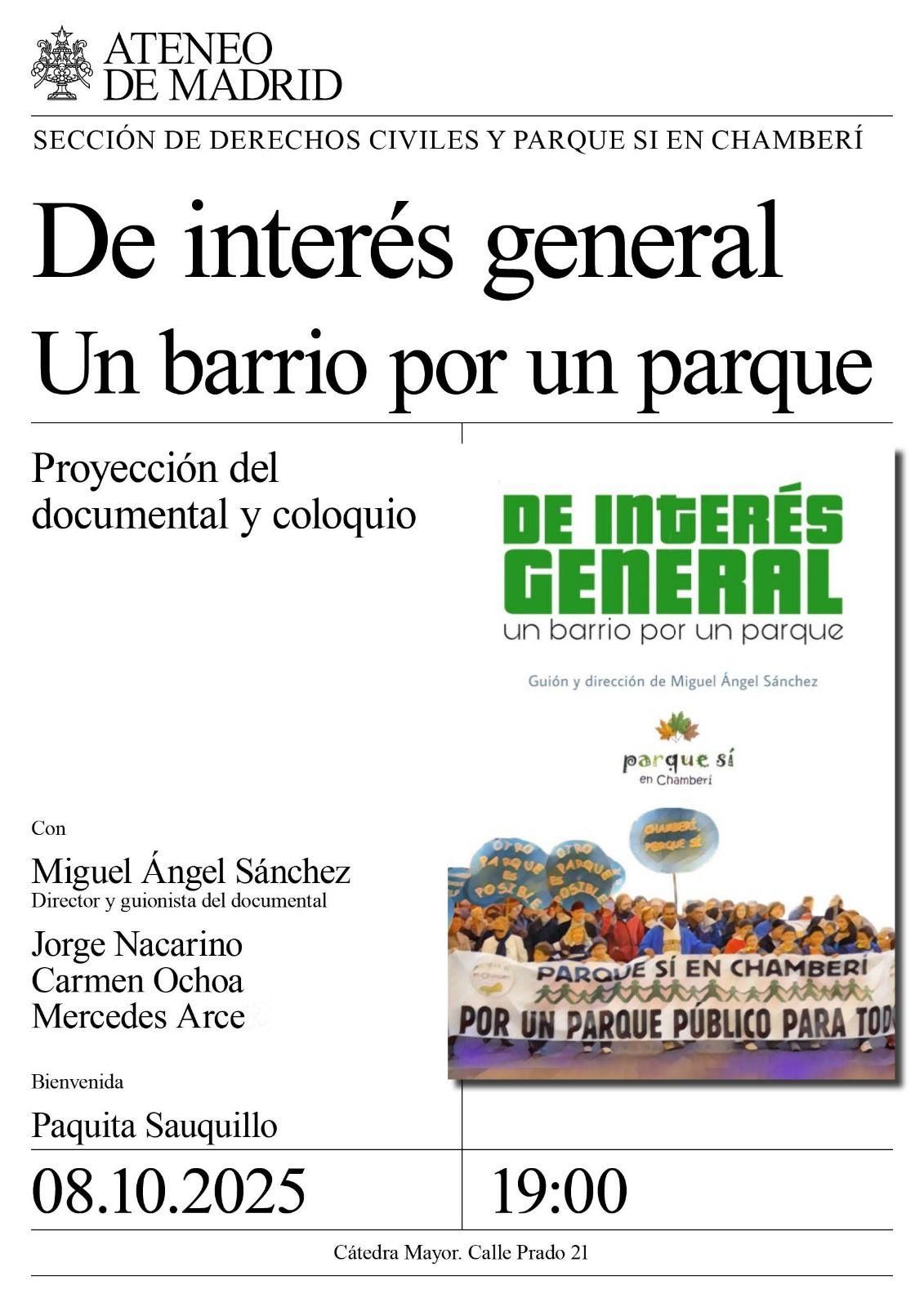 Cartel promocional de la proyección de la película 'De interés general'
