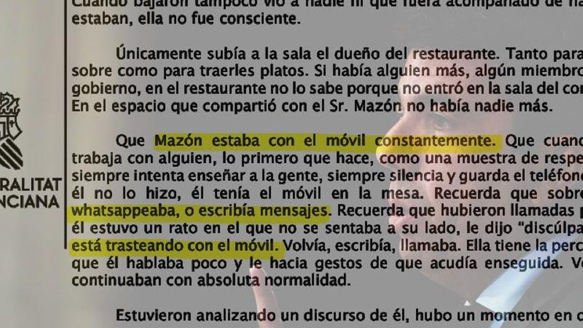 Captura del acta de declaración de Maribel Vilaplana.