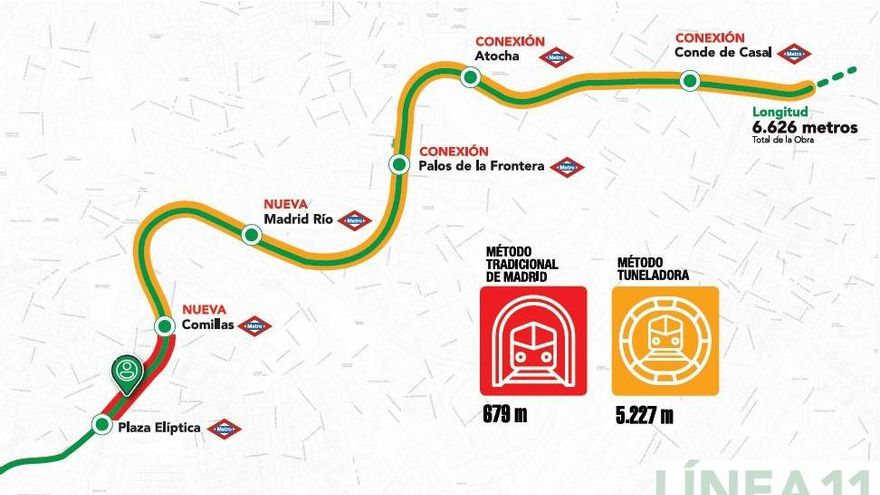 El paso de la tuneladora de la línea 11 por seis barrios de Madrid: dónde y cuándo perfora Metro para ampliar la red