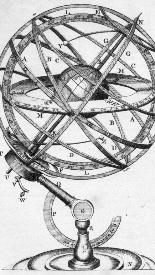 La esfera armilar, perfeccionada por Zhang Heng, permitía representar el movimiento de los astros mediante aros móviles, y fue esencial para adoptar el sistema de coordenadas esféricas en la astronomía china