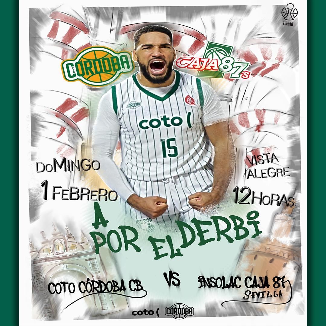 Cartel del partido entre Coto Córdoba CB y Caja 87.