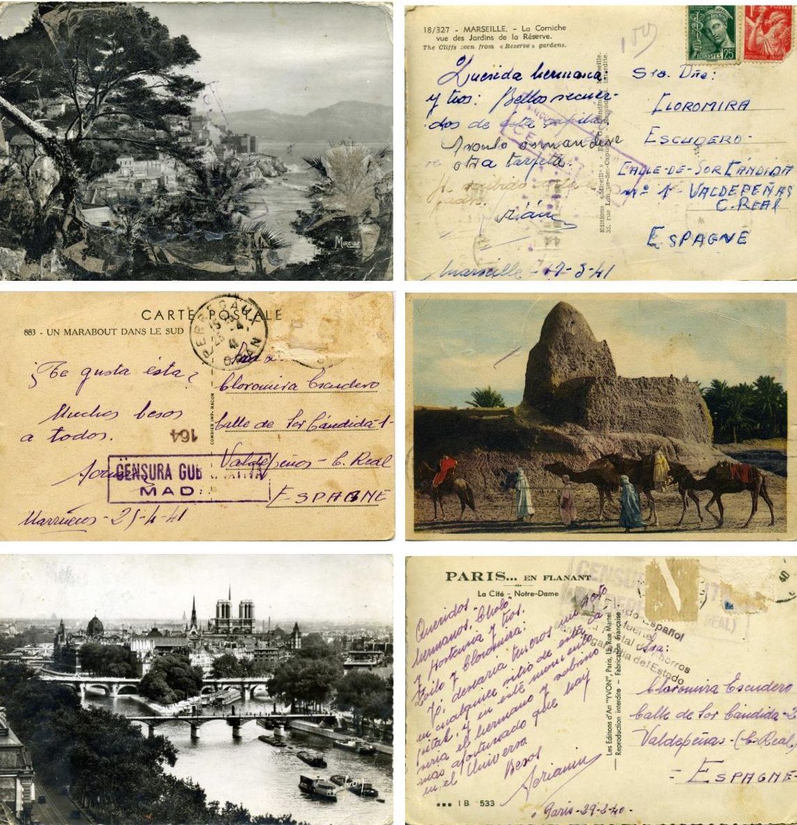 Las postales que envió Adrián Escudero en su periplo antes de llegar a Caracas.