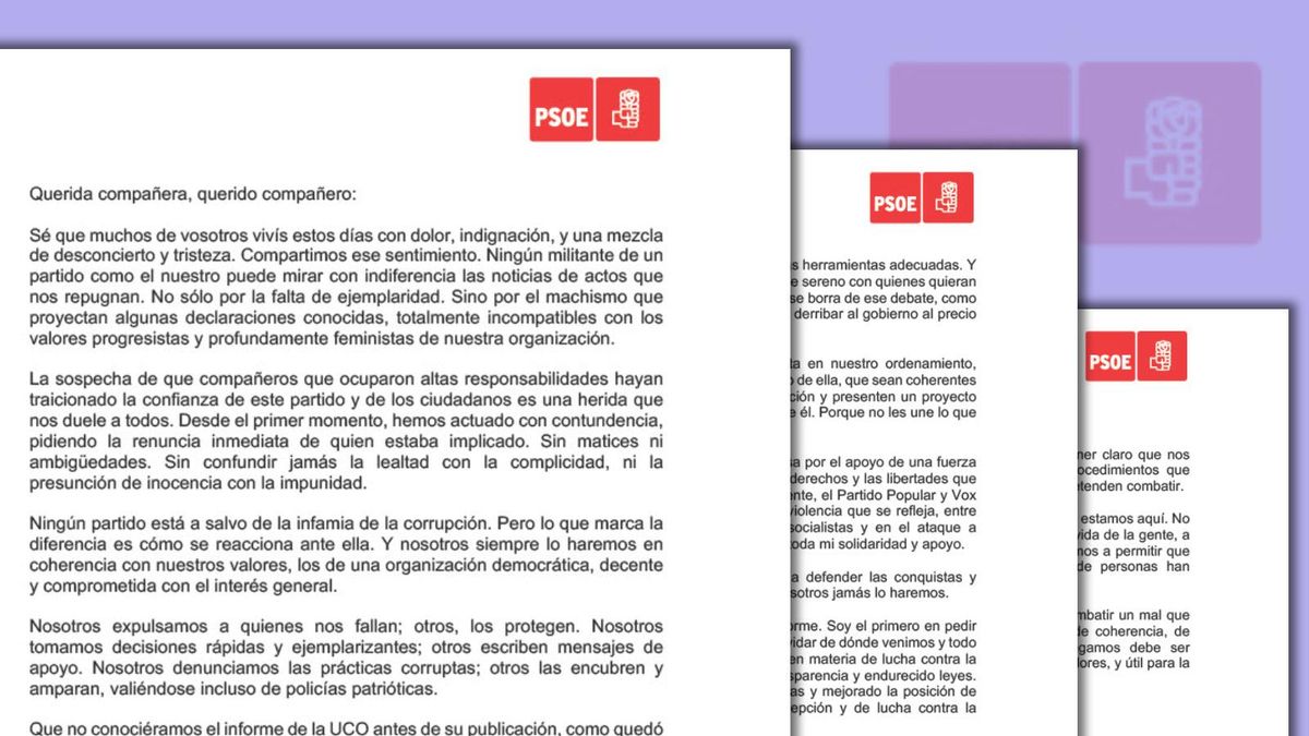 Carta de Pedro Sánchez a los militantes del PSOE