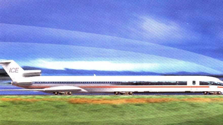 Ilustración tren-avión.