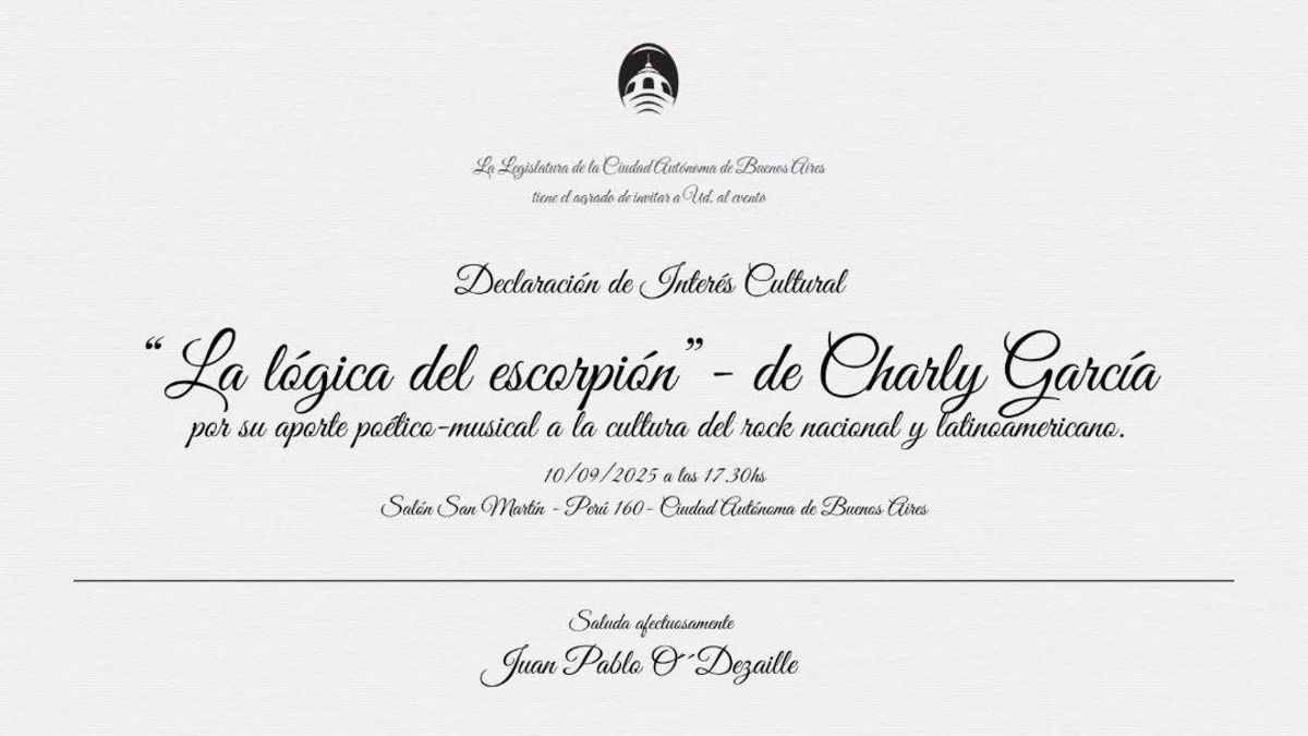 Distinción de la Legislatura porteña a Charly García.