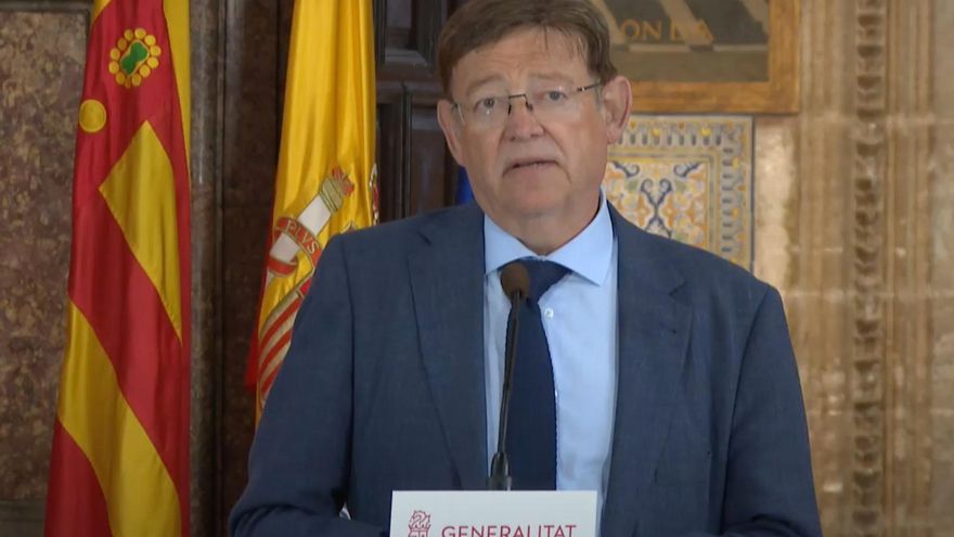 El president Ximo Puig durante la rueda de prensa de este jueves.