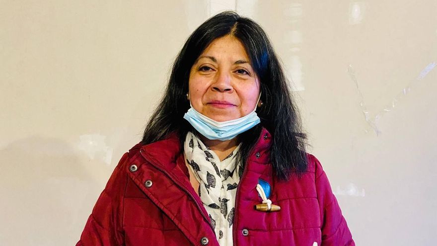 Elsa, en la asamblea de vivienda de Carabanchel, Madrid, el pasado jueves 