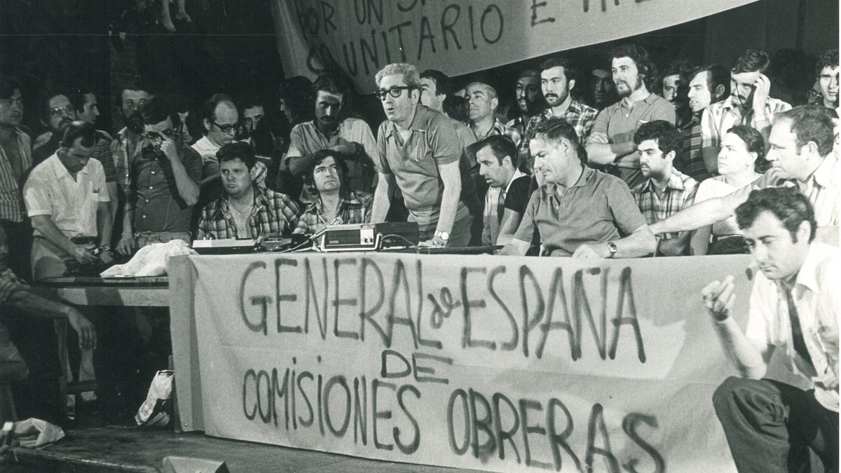El exsecretario general de CCOO Marcelino Camacho, durante una de sus intervenciones en la asamblea clandestina de Sant Medir, en 1976