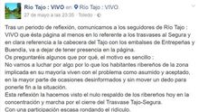 Extracto del comunicado de Río Tajo Vivo en Facebook