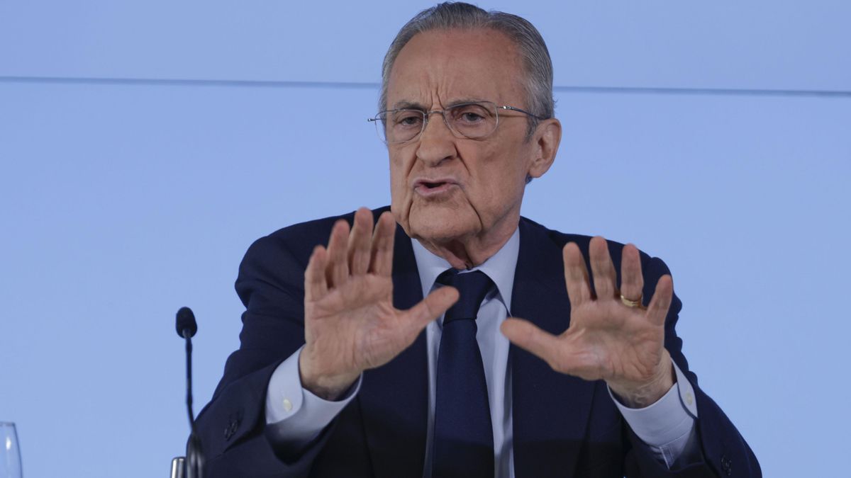 Florentino Pérez en su rueda de prensa del 12 de mayo