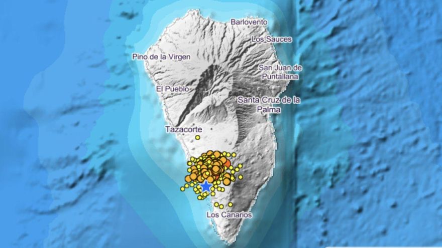 Otra noche de ‘sosiego’ en Cumbre Vieja: unos 20 temblores de baja magnitud entre 3 y 14 kilómetros