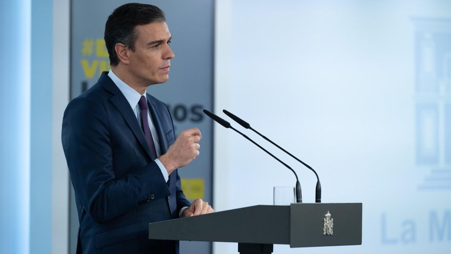 Pedro Sánchez en rueda de prensa.