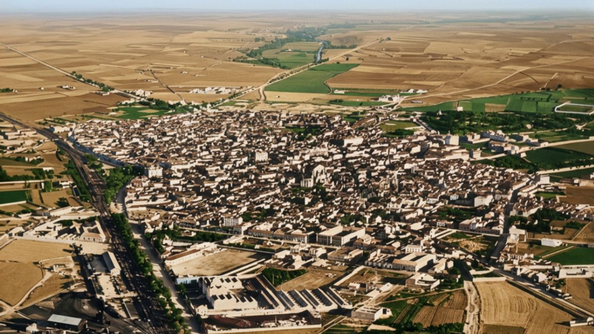Imagen aérea de la ciudad de Albacete a principios de la década de los años 20. La fotografía procede de la revista “Centauro”, año 1924. 