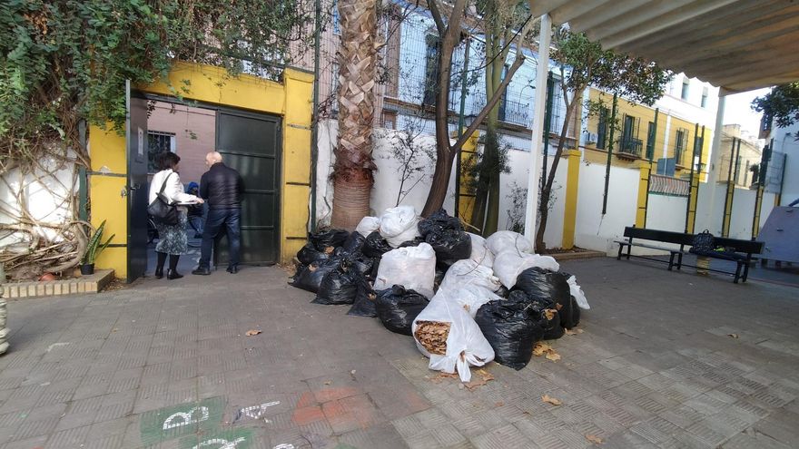 Las 50 bolsas de basura acumuladas en un centro escolar de Sevilla se retiran 24 horas después de publicarse la noticia