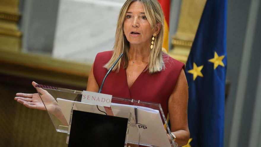 La portavoz del PP en el Senado, Alicia García, durante una rueda de prensa en el Senado, a 28 de agosto de 2024, en Madrid (España). En su comparecencia, Alicia García ha anunciado la actividad del Grupo Popular en los próximos meses.