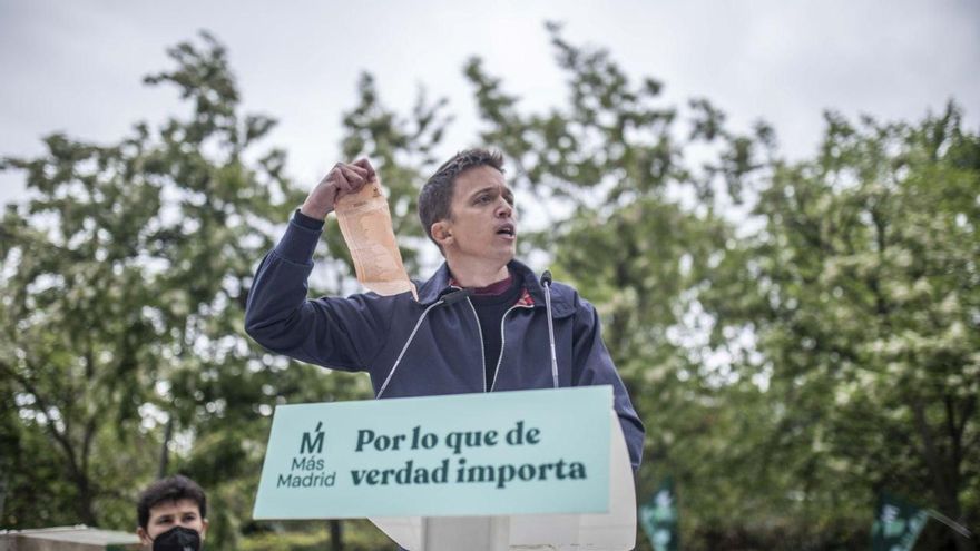 El líder de Más País, Íñigo Errejón, en un acto de campaña en Leganés