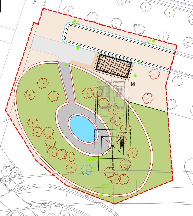 Árboles que serán talados (en rojo) en Madrid Río, junto al Puente de Arganzuela