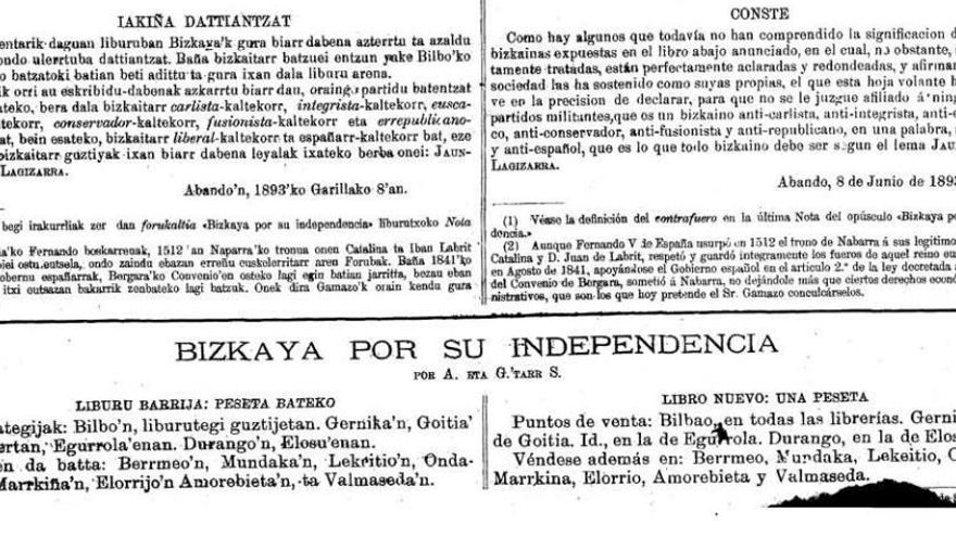 Fragmento del primer número de 'Bizkaitarra'