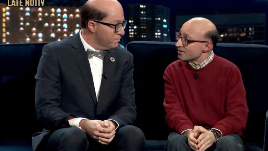 Vidal (el imitador Raúl Pérez) y Vidal (Jesús, el de verdad) en un momento del sketch en el programa de Buenafuente.