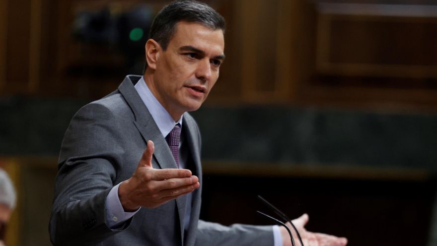 El presidente del Gobierno, Pedro Sánchez durante su intervención este miércoles en el Congreso. EFE/Chema Moya