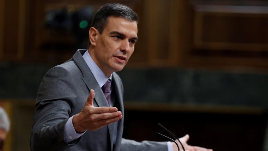 El presidente del Gobierno, Pedro Sánchez durante su intervención este miércoles en el Congreso. EFE/Chema Moya