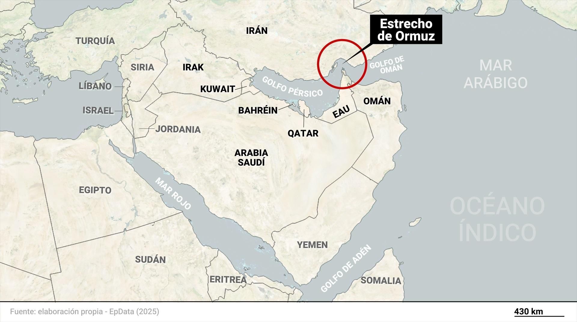 Mapa del estrecho de ormuz