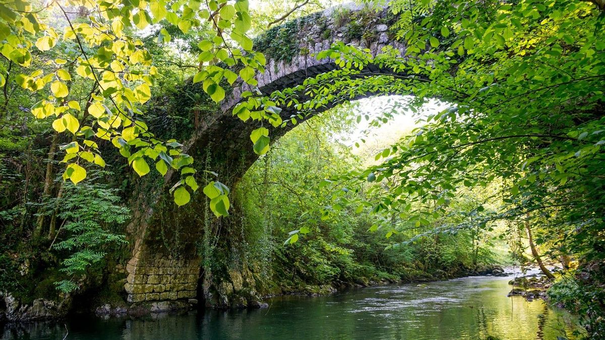 El llamado puente romano de Mirones (Miera), aunque realmente es del siglo XVIII.