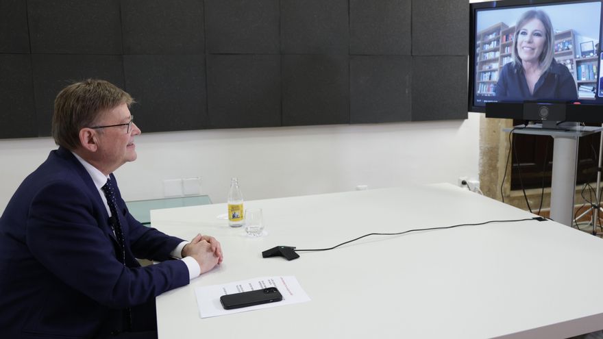 El president Ximo Puig, durante la entrevista telemática con elDiario.es