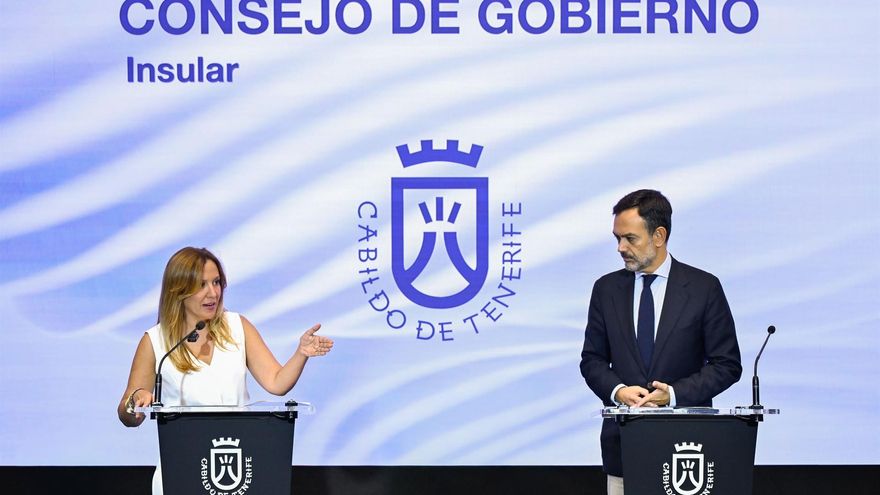 La presidenta del Cabildo de Tenerife, Rosa Dávila, junto a su vicepresidente, Lope Afonso, en una imagen de archivo.