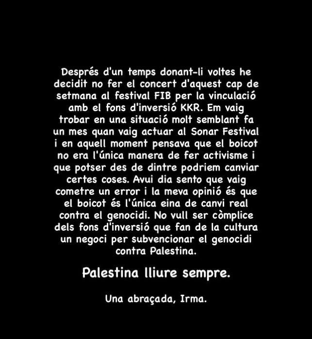 Captura del comunicado de Mushkaa en su cuenta de Instagram